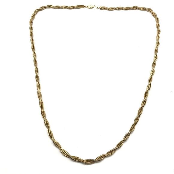 Christian Dior Signed Vintage Long Gold Tone Twisted Chain Necklace 32" - Picture 1 of 8